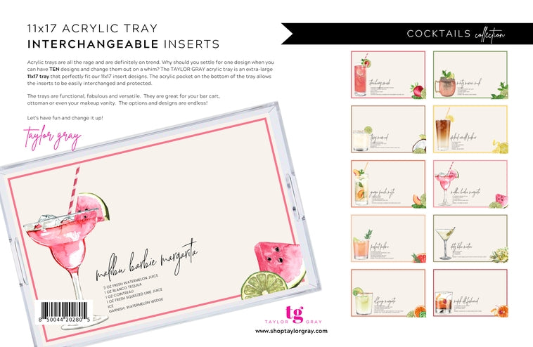 Cocktails Collection Tray Inserts- 10 inserts