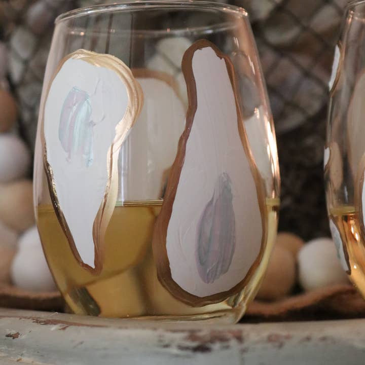Stemless Oyster Confetti Glasses