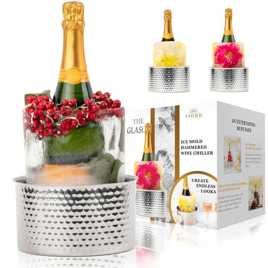 Glasi - Ice Mold Hammered Stainless Steel Wine Chiller